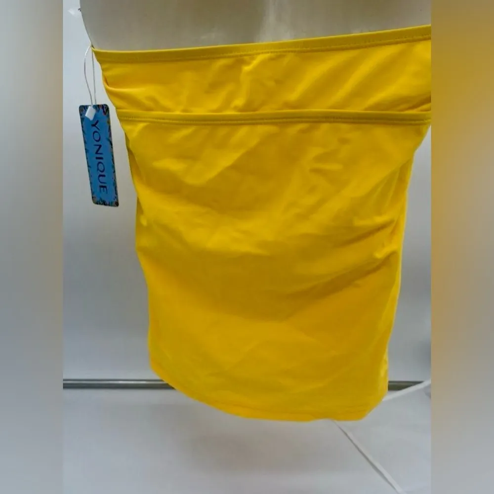 Yonique Halter Tankini Swimsuit Yellow V - Image 7