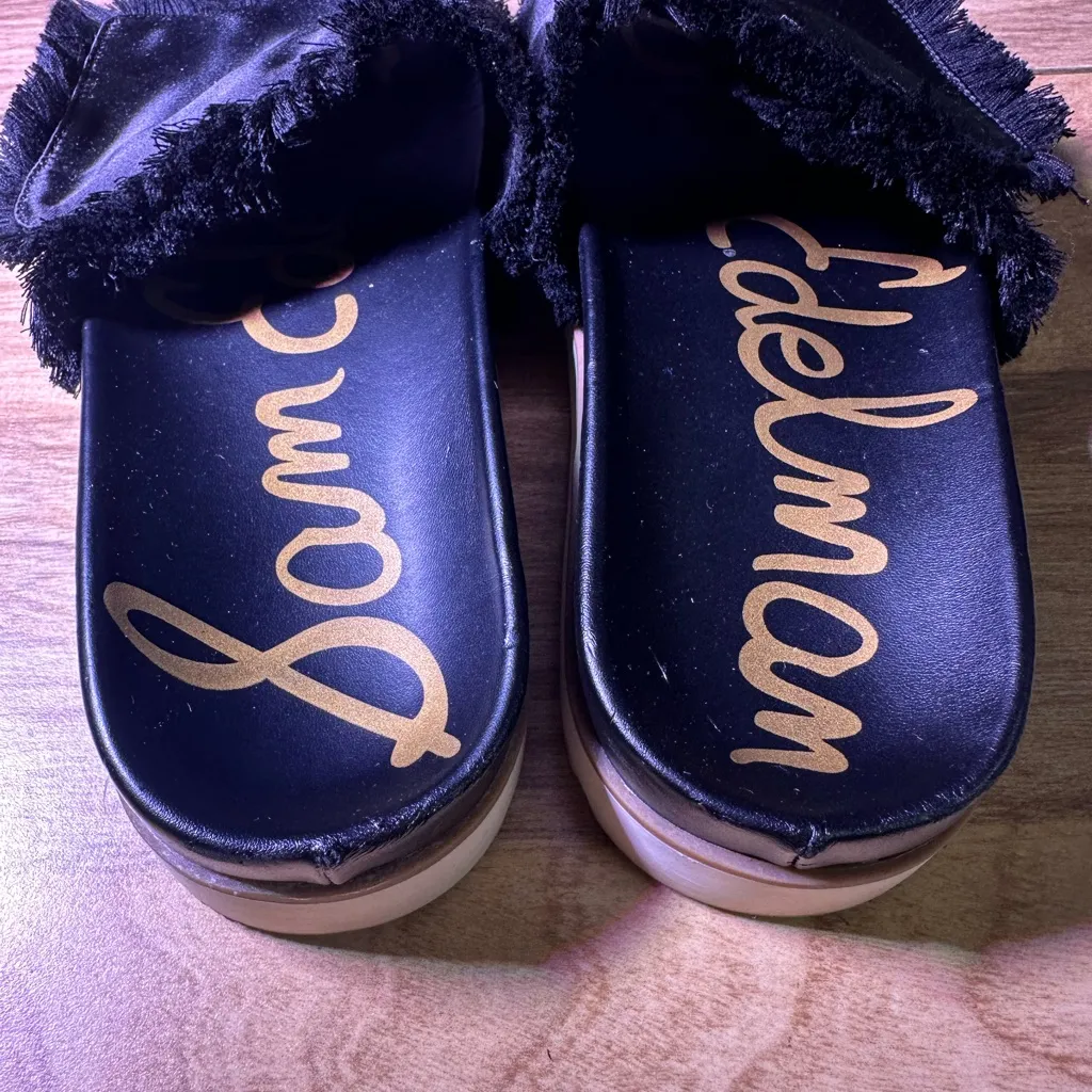 Sam Edelman Black Fringe Slide Sandals - Image 10