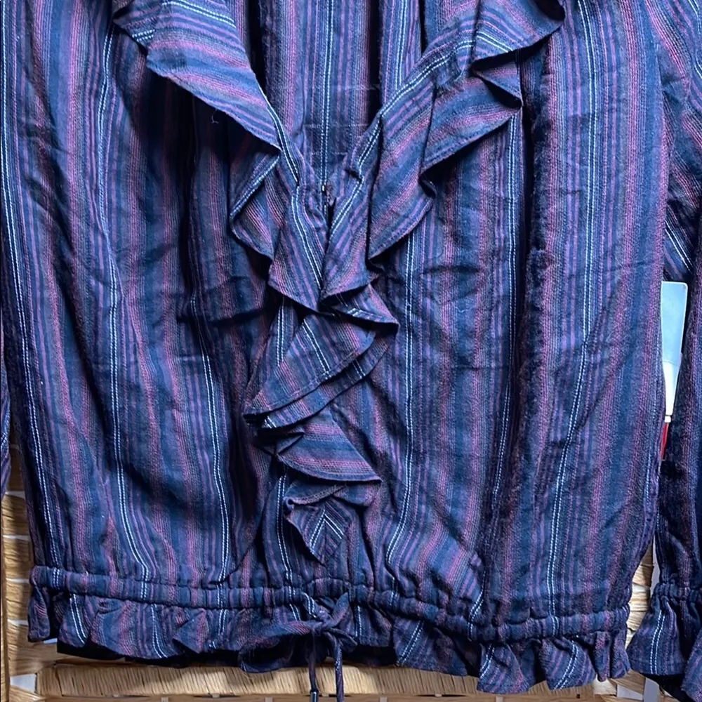 PAIGE Black Ruffled Tie Front Blouse - Image 3