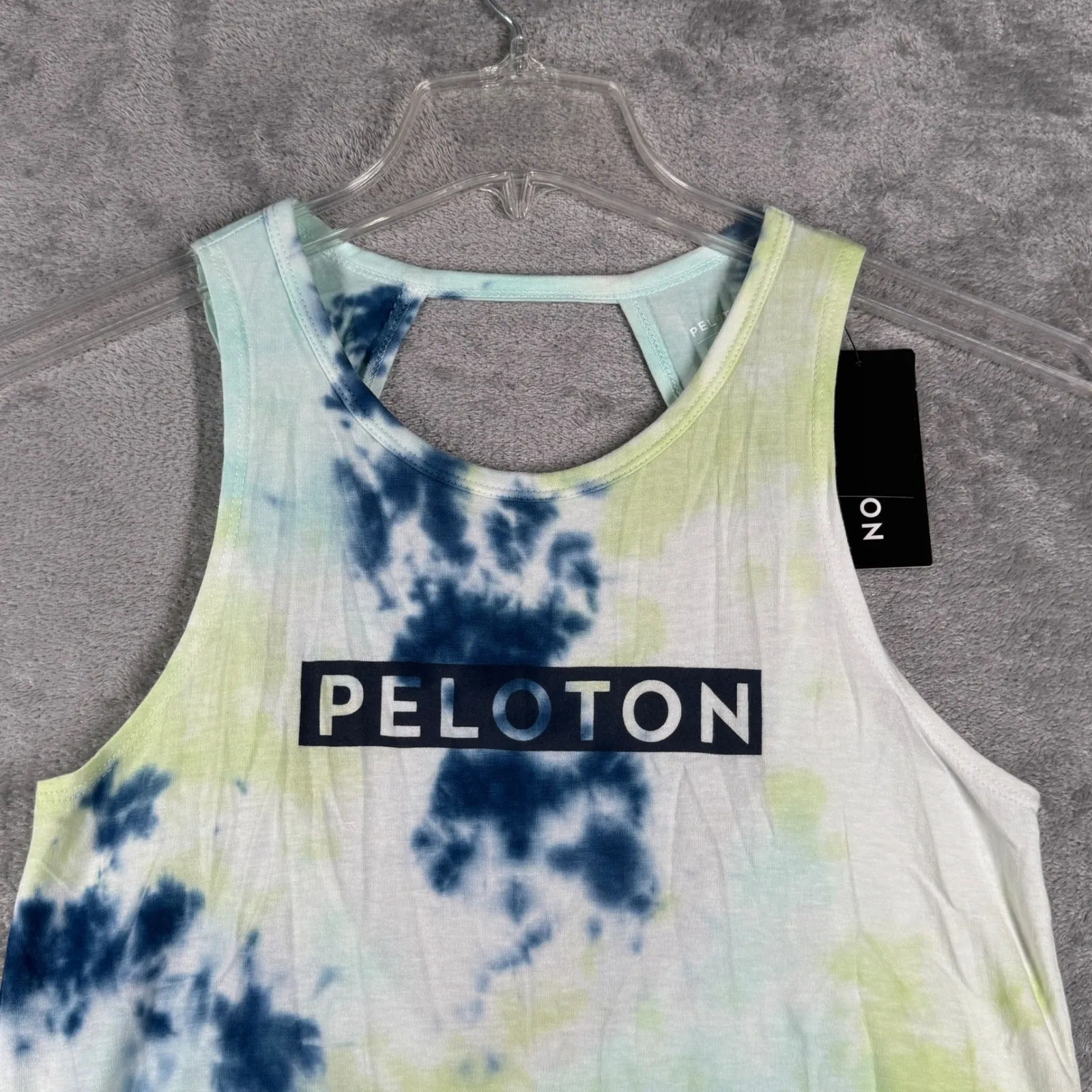 Peloton Tie Dye Tank Top Womens XS‎ Blue Green Flow Double Twist Back - Image 4