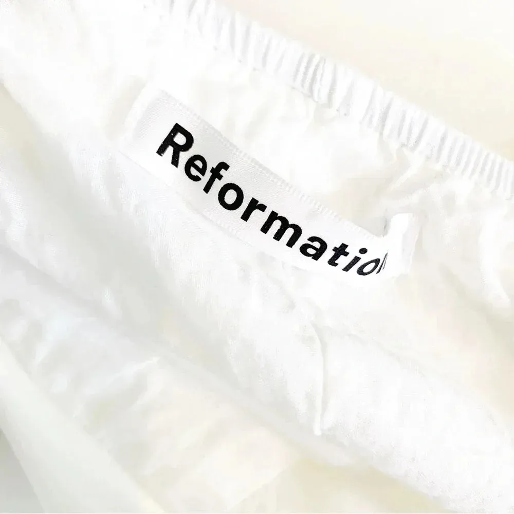 NWT Reformation East White Organic Cotton Tiered Midi Dress Size L - Image 12