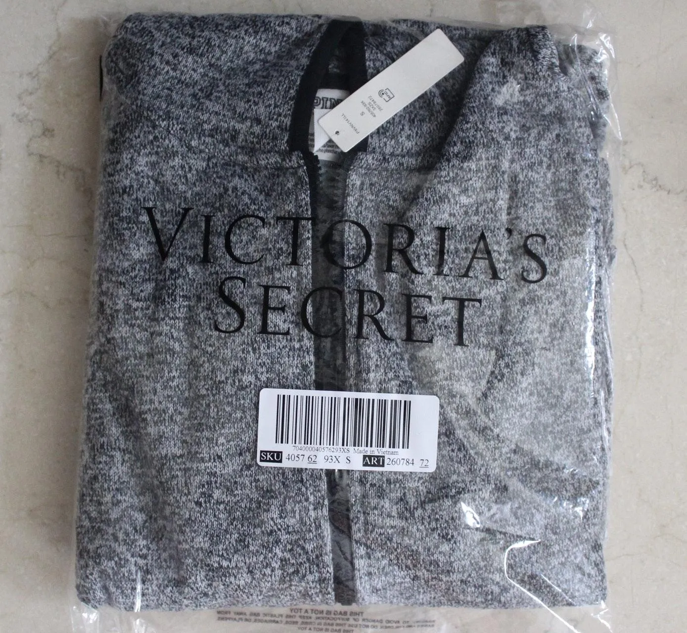 Pink Victoria Secret | Gray sweater knit high low full-zip - Image 3
