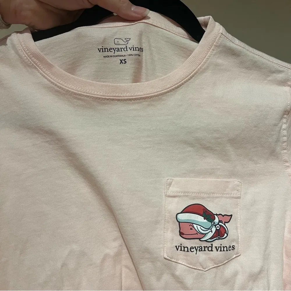 Vineyard Vines Pink Christmas Whale Print Long Sleeve Top - Image 4