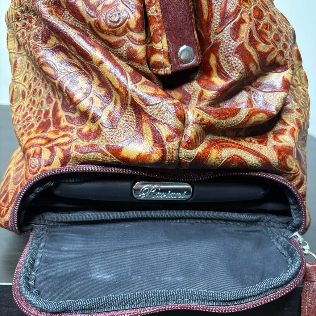 Raviani Overnight Duffle Crocodile Leather Crystal Cross Luggage Texas Mobwife Orange - Image 4