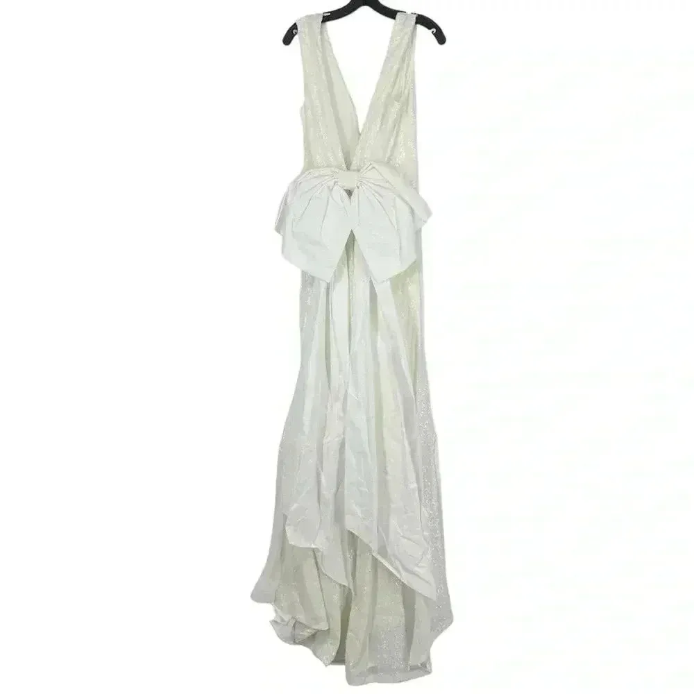 Rebecca Vallance Davina Bow Wedding Gown Ivory Mermaid Sequin Dress Sz 6 NWT White - Image 3