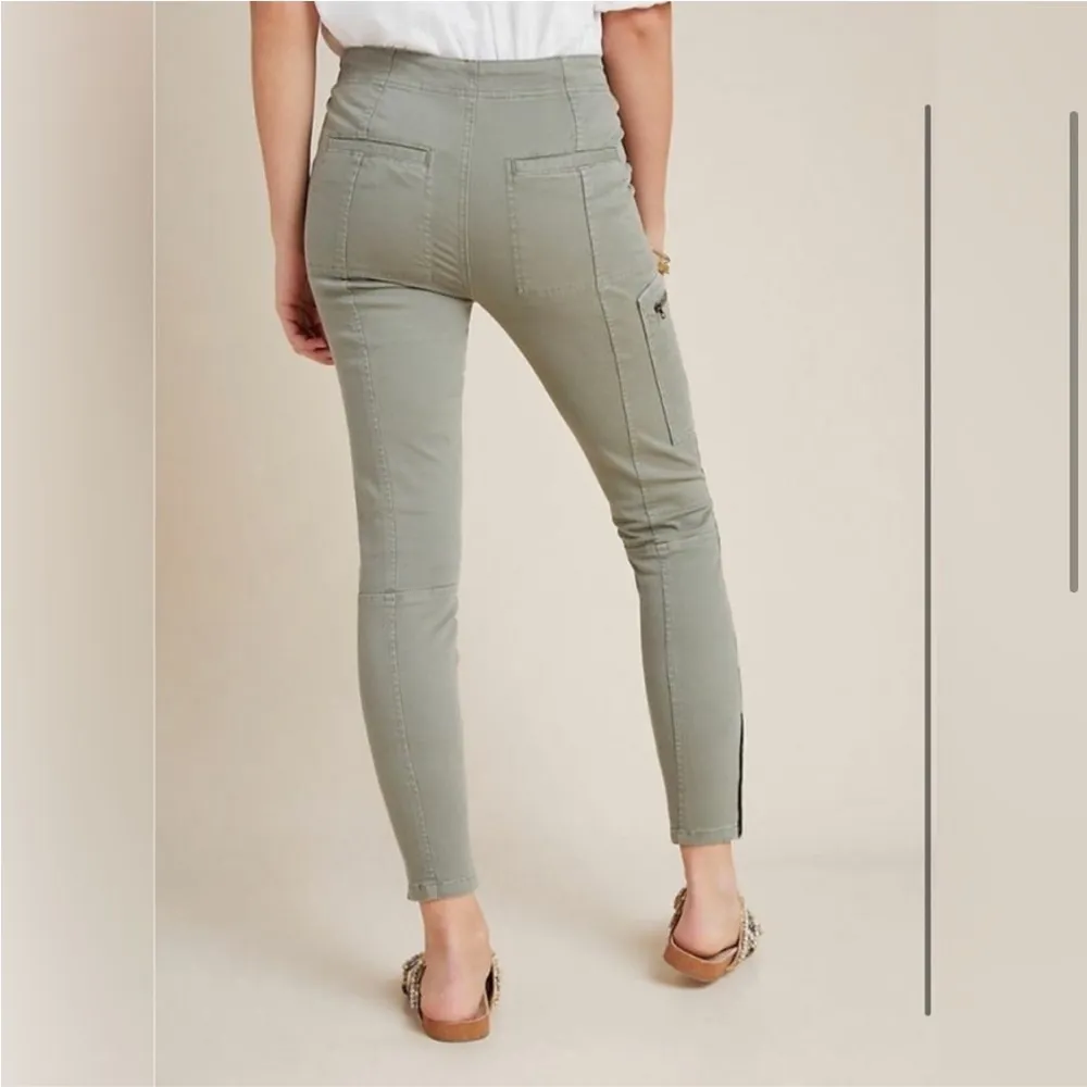 NWT Anthropologie Jefferson Moto Olive Green Zip Leg Cargo Style Jeans Size 26 - Image 3