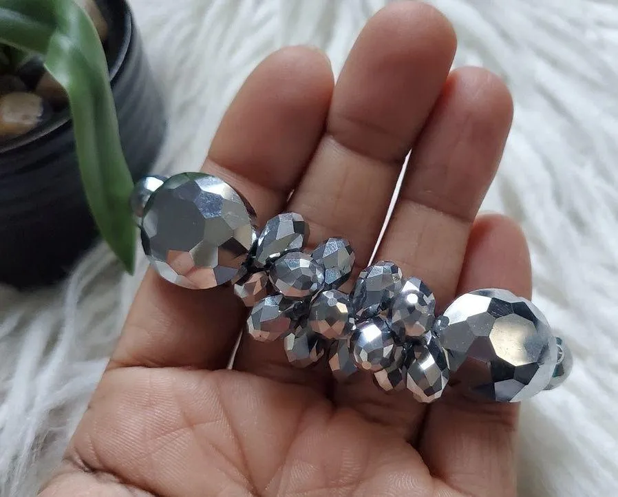 Silver Gem Bling Magnetic Closure Costume Bracelet - Image 3