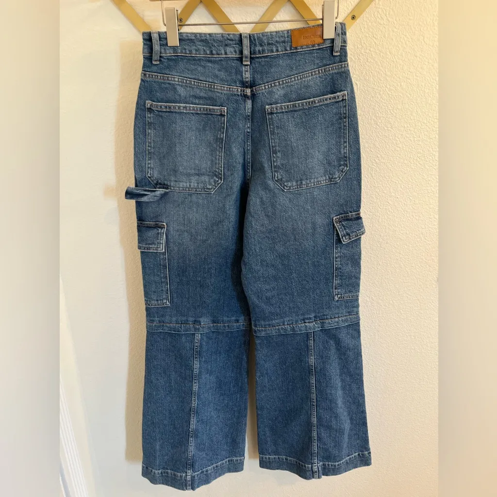 Social Tourist Ultra High Waisted Dark Wash Denim Baggy Loose Cargo Jean Pant 29 Blue - Image 5