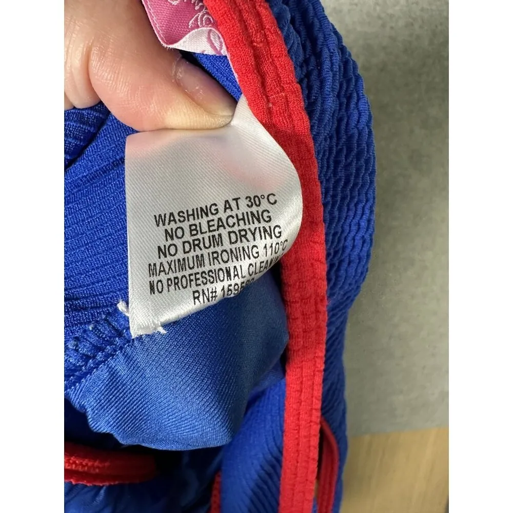 Pink lily Womens One Piece Blue Red Swimsuit Large High Thigh Scoop Neck Back - Image 11