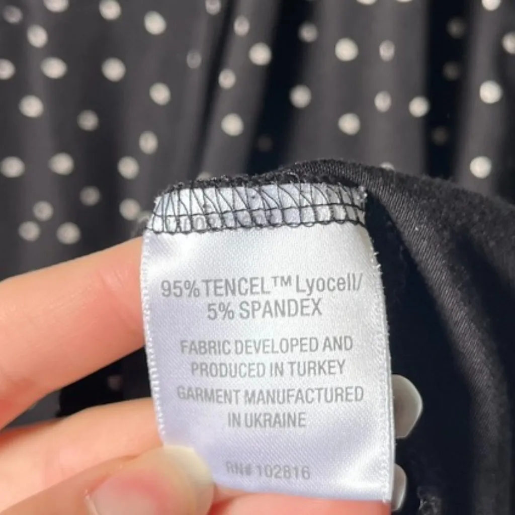 Garnet Hill Black Polka Dot Blouse Women's Large - Image 4