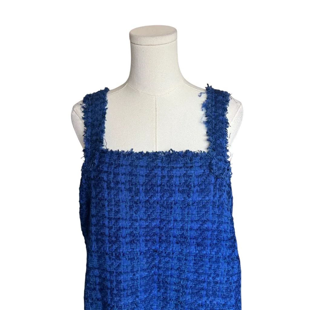 Zara - NWT Blue Tweed Jeweled Mini Dress Pinafore Sz XL - Image 4
