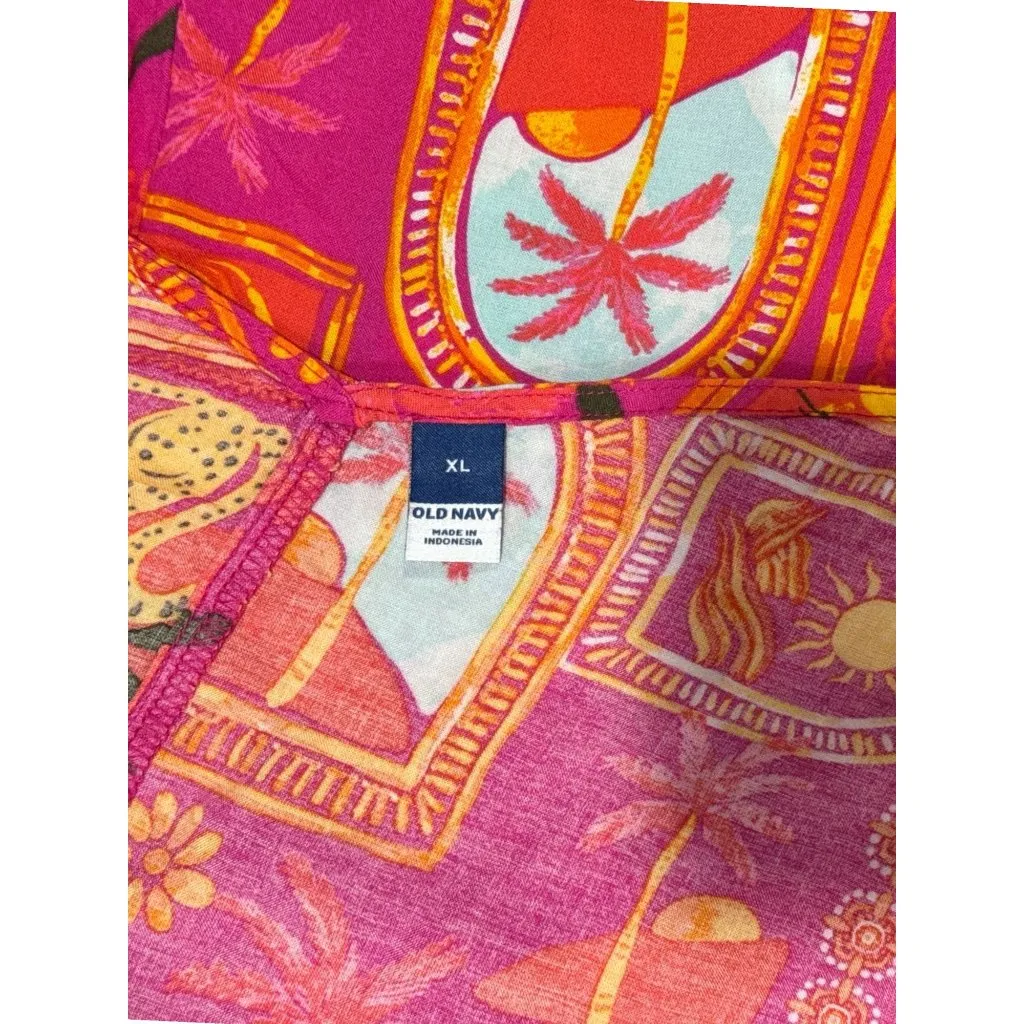 NEW Old Navy Womens XL Pink Tropical Wide-Leg Summer Jumpsuit fresh comfort - Image 9