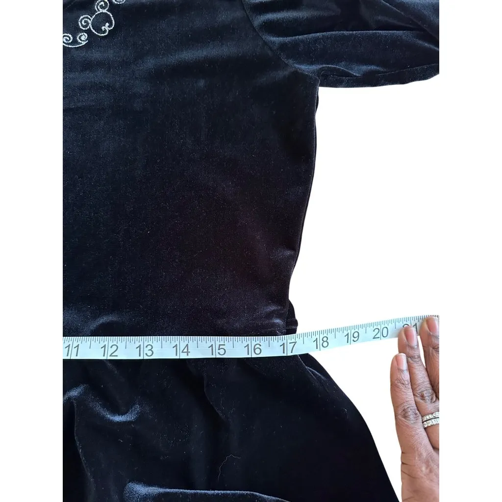 Vintage Disney Catalog Velvet Midi Dress Embroidered Mickey Mouse Size M Goth - Image 6