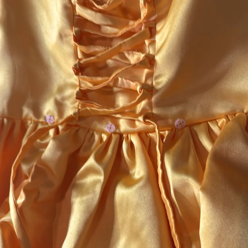 Short Yellow Strapless Homecoming Prom Dress Corset Back Bow Puffy Skirt Size M Yellow Size M - Image 14