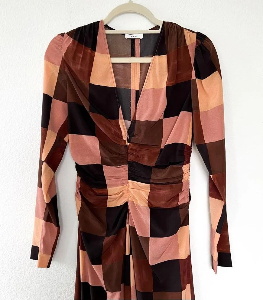 A.L.C. Ganache Multi Patchwork Long Sleeve Sample Maxi Dress - Image 6