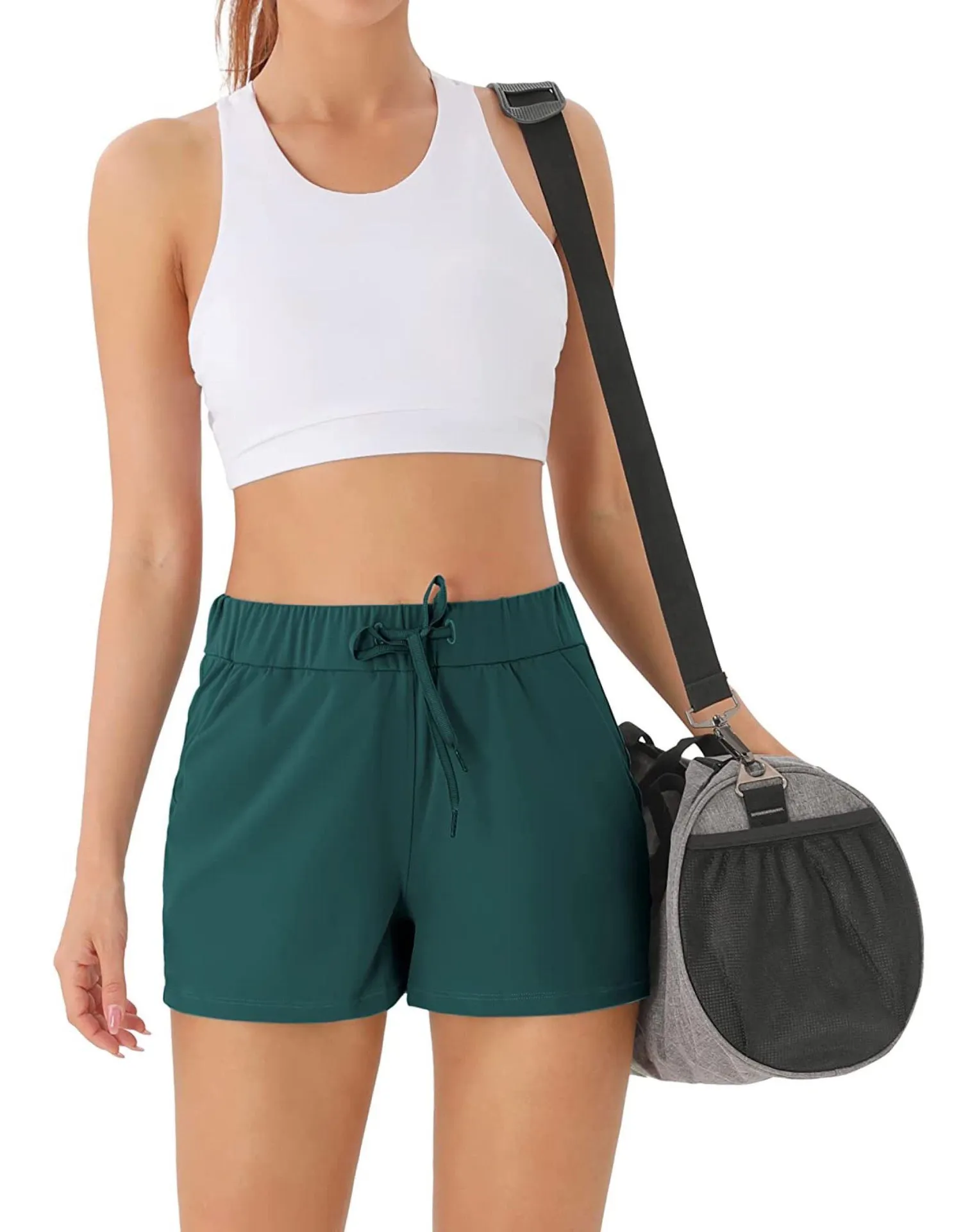 Comfy Travel Hiking Yoga Active Workout Lounge Shorts with Pockets 2.5” S Green - Image 6