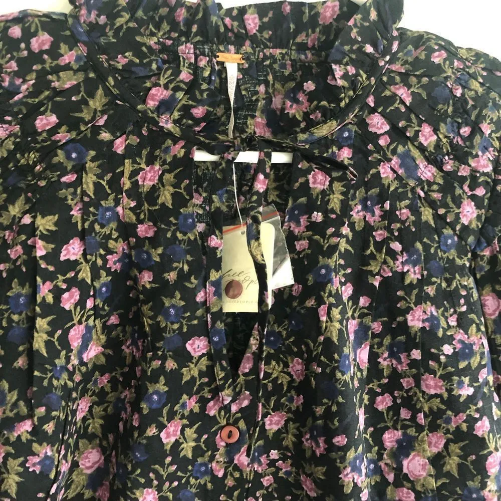 Brand New Free People Meant‎ to Be Blouse Black Camo For Women Size Small - Image 4