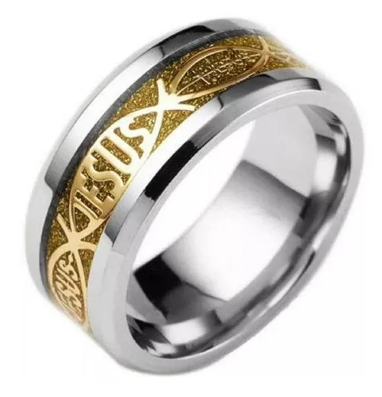 Gold Carbon Fiber Jesus Ring - Image 2