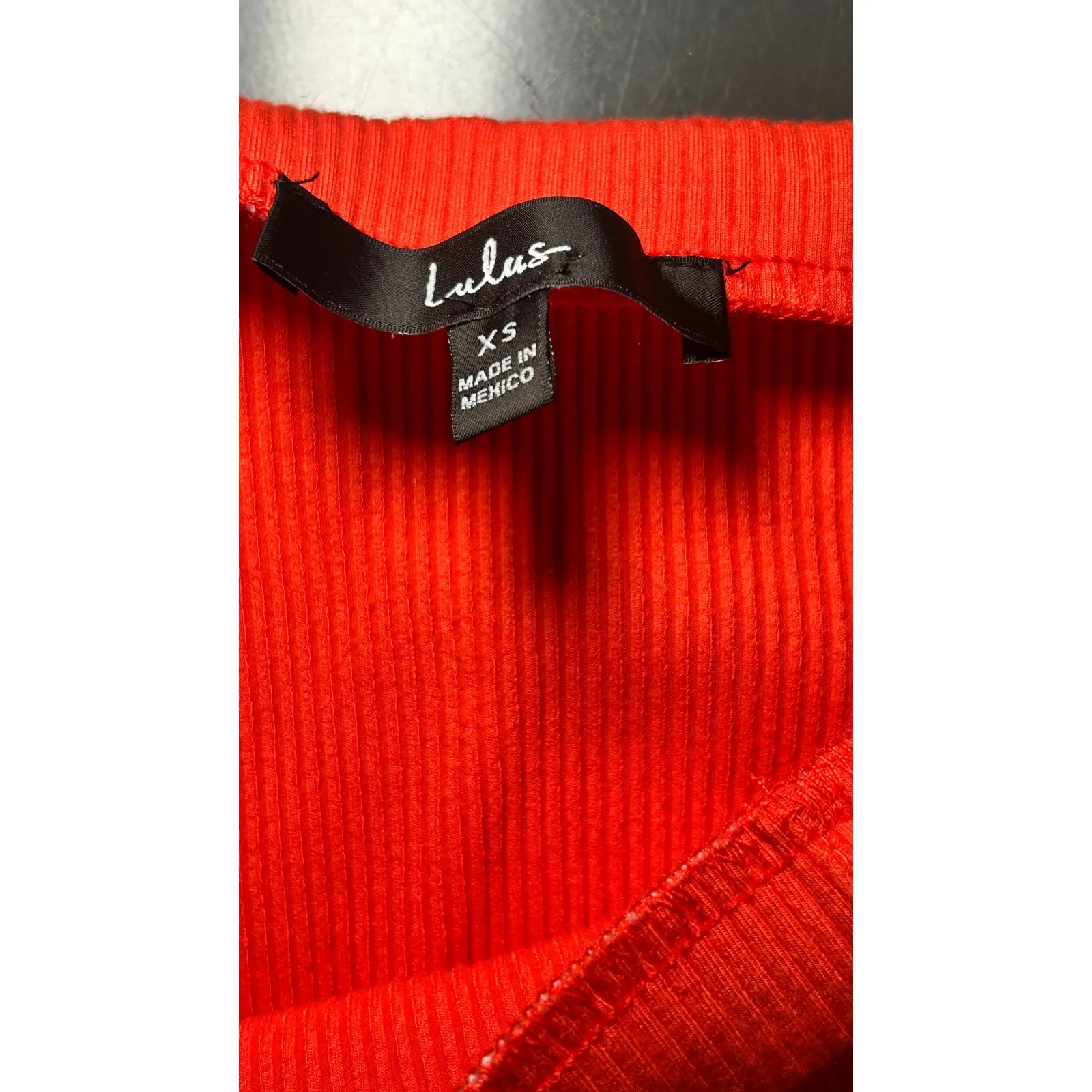 Lulus Orange Ribbed One-Shoulder Two-Piece Midi Dress Skirt Set XS - Image 5