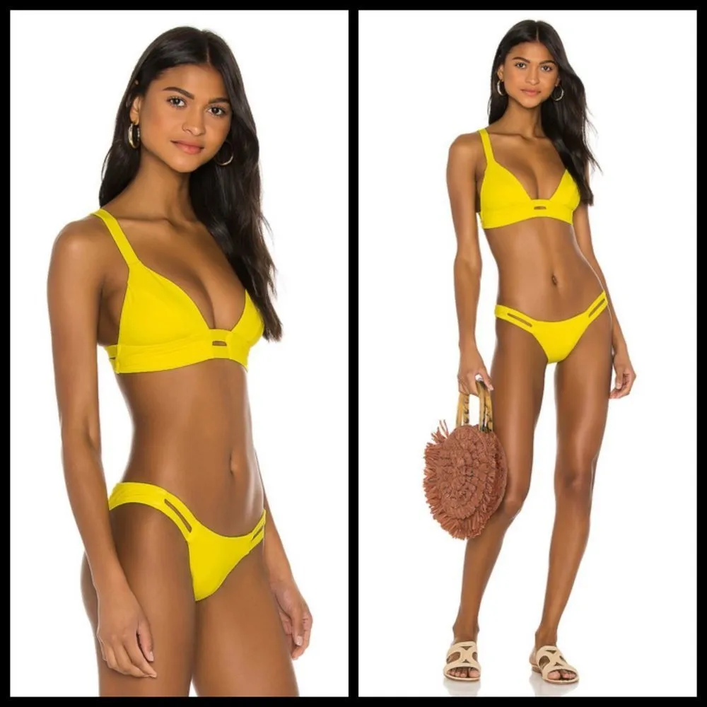 💕VITAMIN A💕 Bikini Moss Top + Neutra Hipster Bottom Yellow Eco Lux 10 L NWT - Image 7