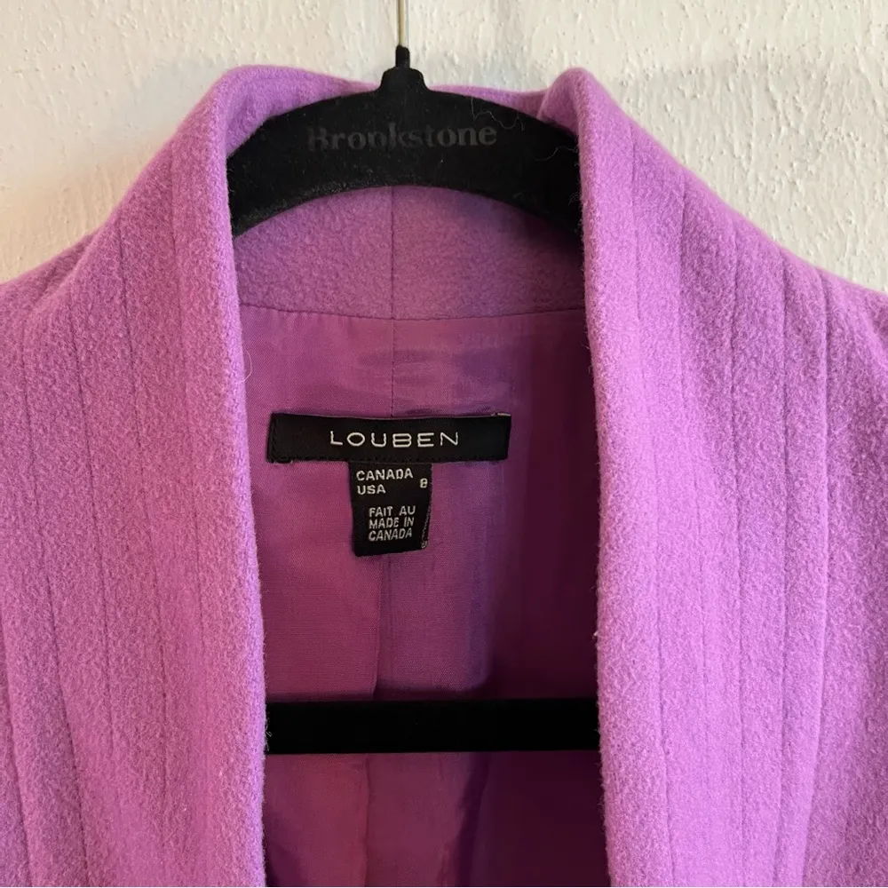 LOUBEN Canada Blazer Fuchsia Purple Open Front Cashmere Blend Jacket Sz 8 EUC - Image 3