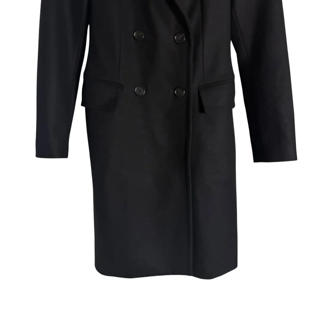 Reiss  Black Wool Double Breasted Long Coat Size 0 - Image 5