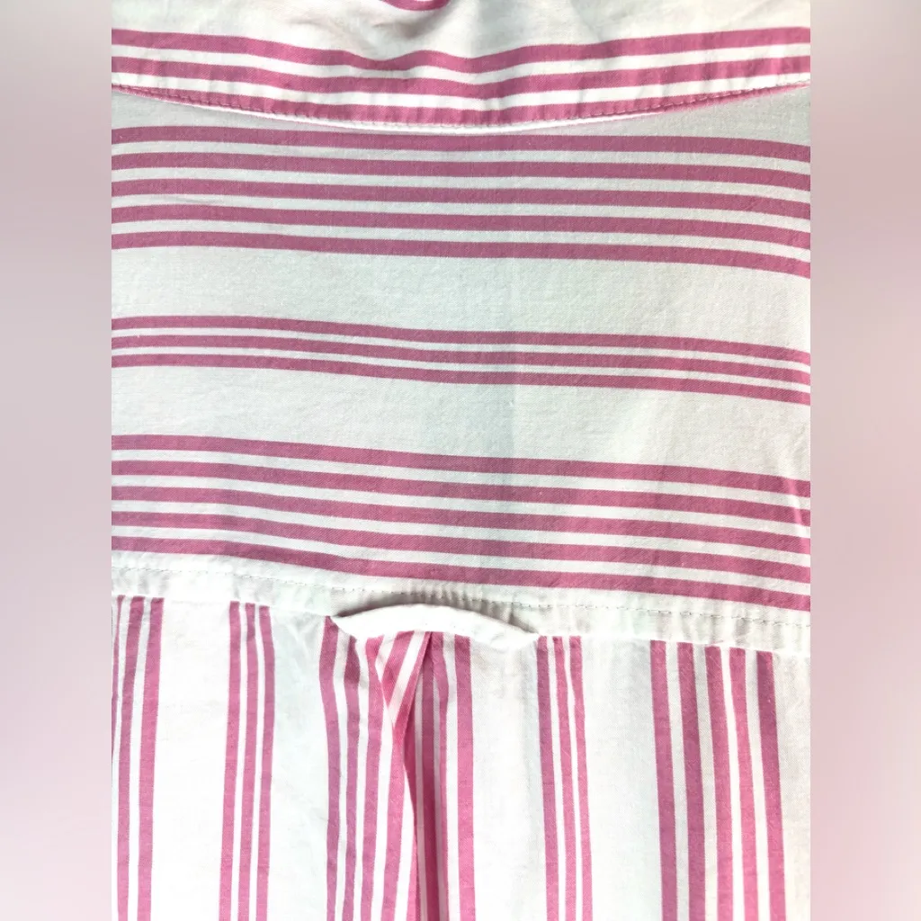 Old Navy M Preppy Cotton Pink Stripes Button Down Shirt Top - Image 6