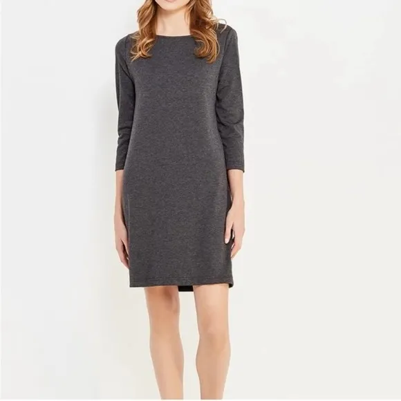 Gap Grey Dress 3/4 Sleeve Above the Knee Faux Leather Accent NWT Small - Image 6
