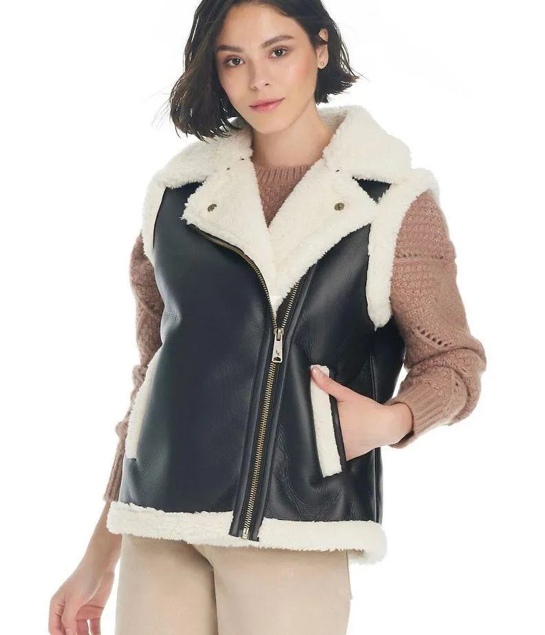 Faux Leather and Sherpa Vest - Image 4
