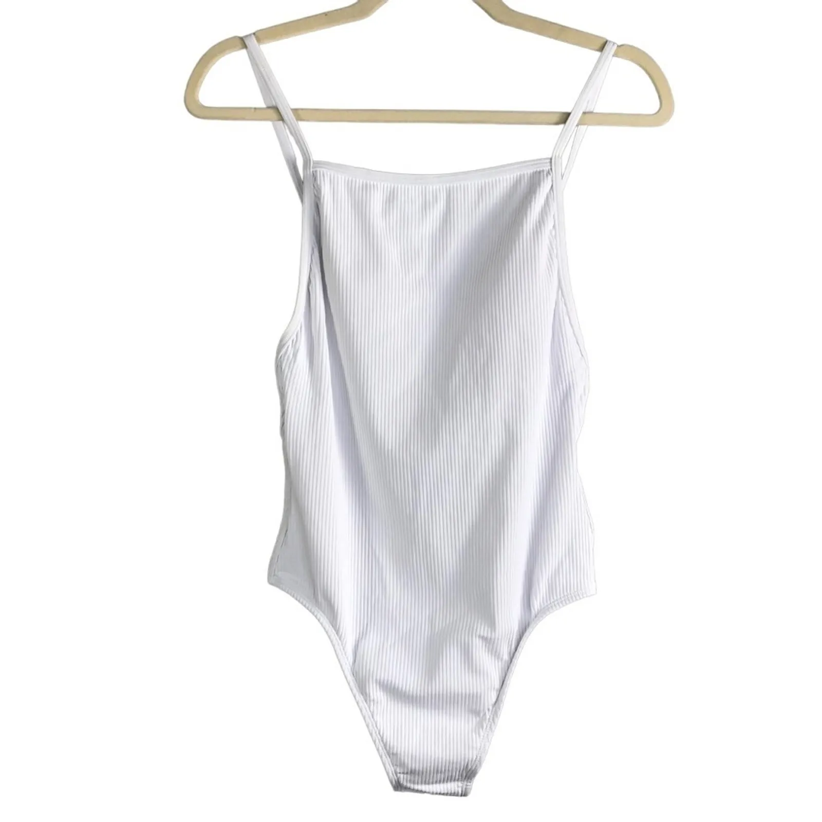 ANDIE The Paloma Ribbed One Pcs Swimsuit Sz M Lace Up White Feminine Retro NWT - Image 4