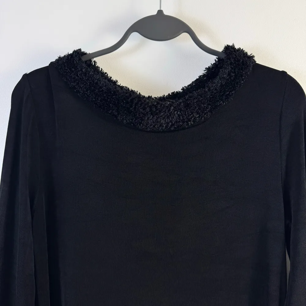 AHNI Handmade Tunic Shirt Top Black Slinky Size 1 Small Medium Stretchy Art Wear - Image 3