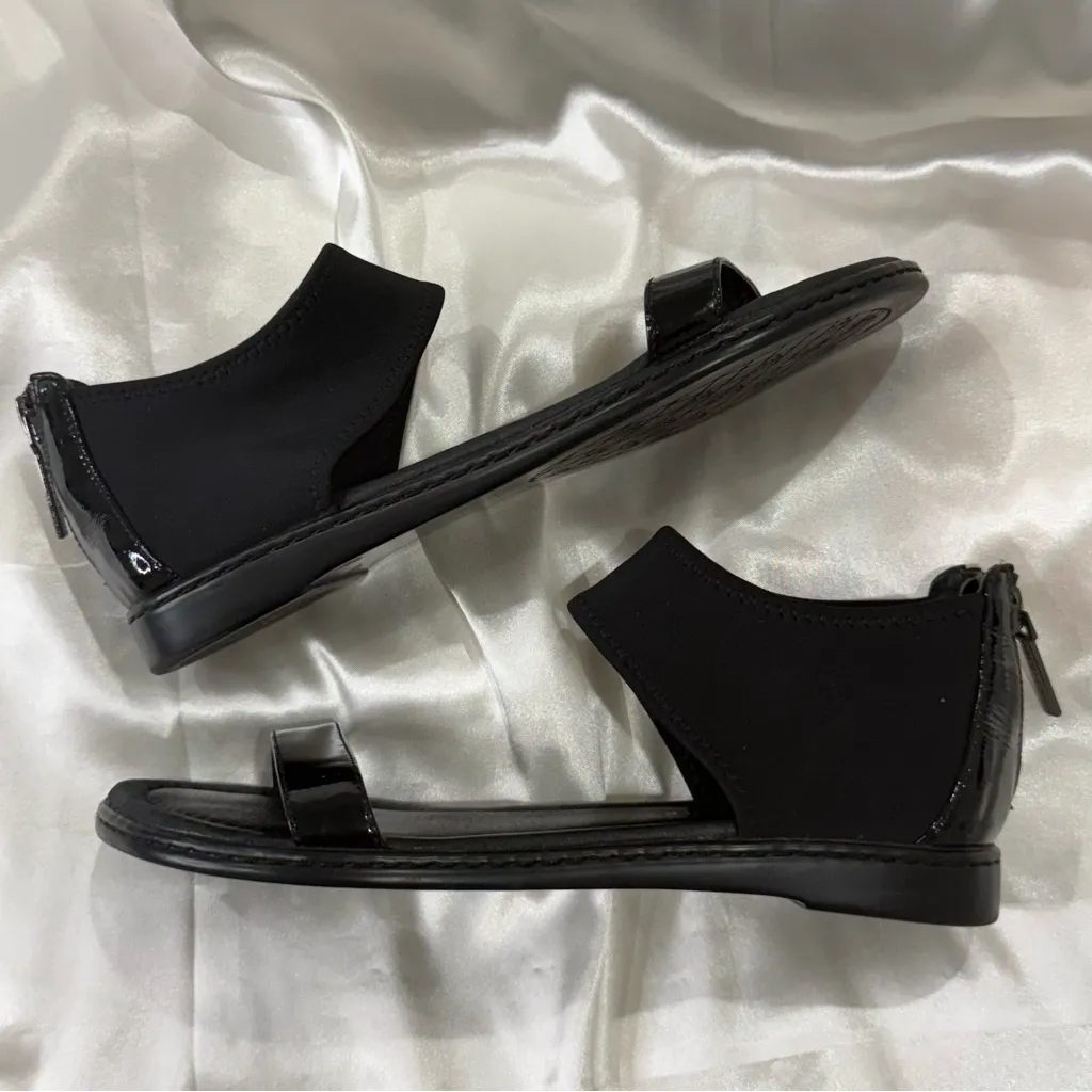 Donald J Pliner Gelda Sandals Neoprene Ankle Patent Leather Black Size 6 Chic - Image 10