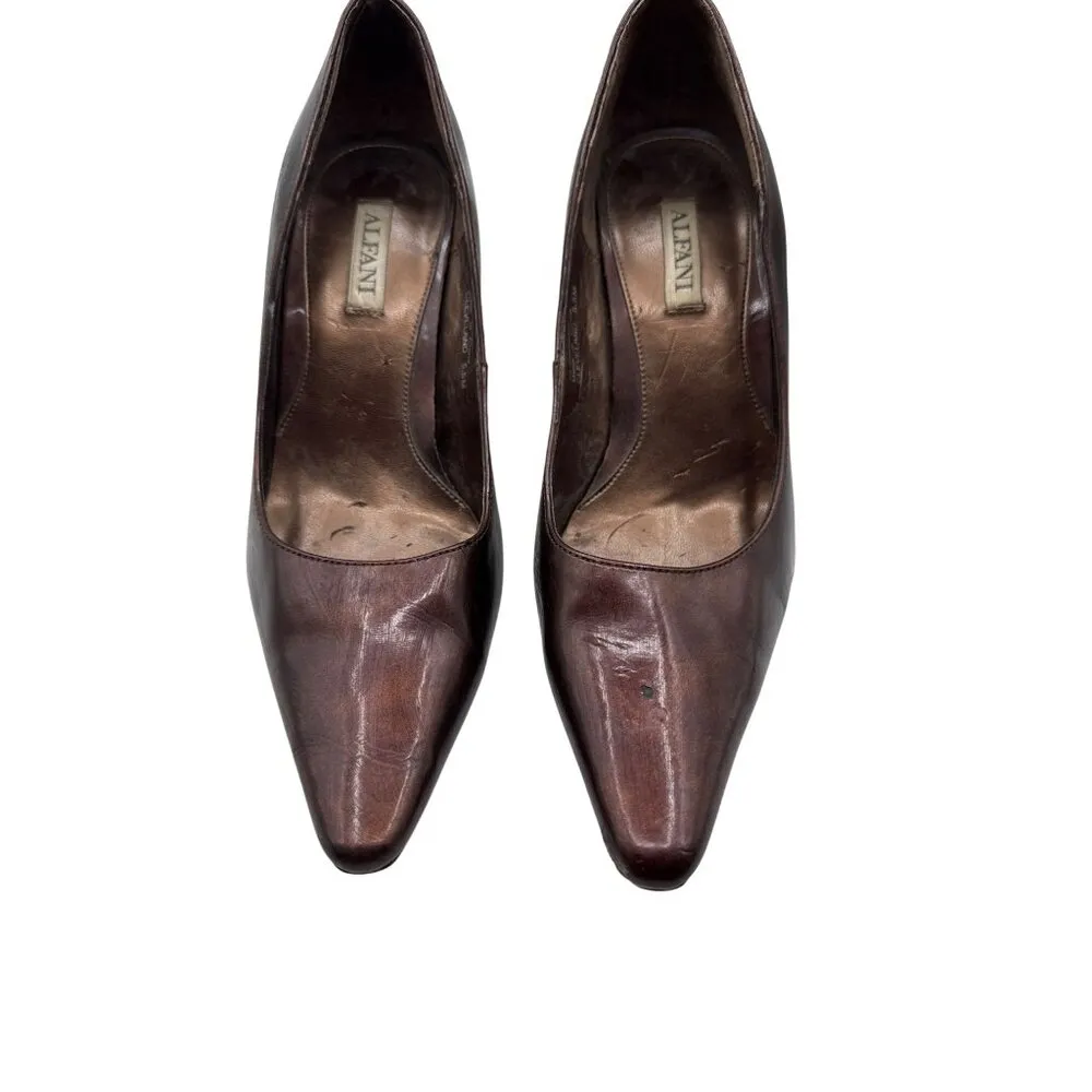 Alfani Size 5.5 Classic Business Casual Synthetic Brown Pointed - Image 3