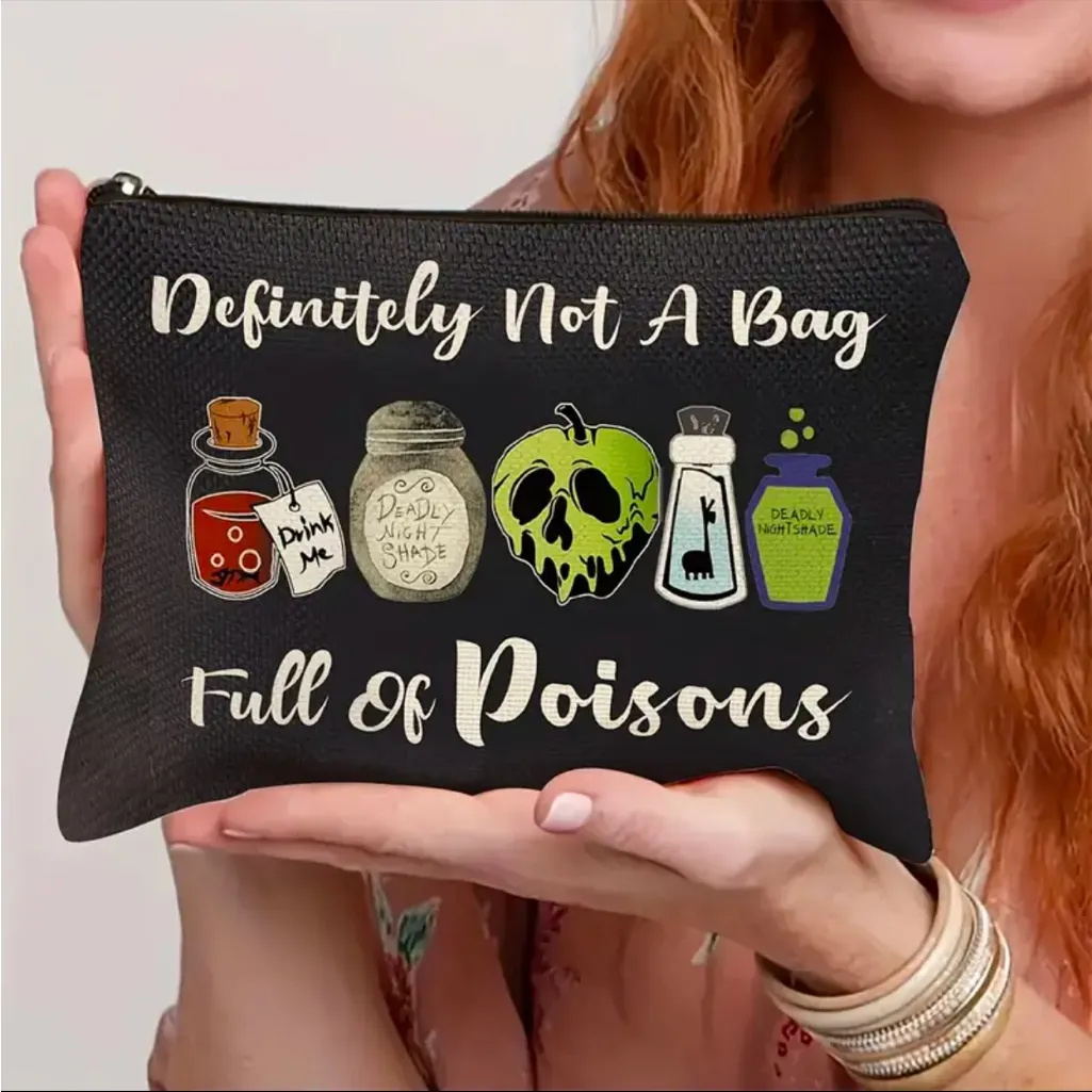 Halloween Poison Bottles Cosmetic Bag • Witchy Travel Pouch • Spooky Gift NWT Red - Image 2