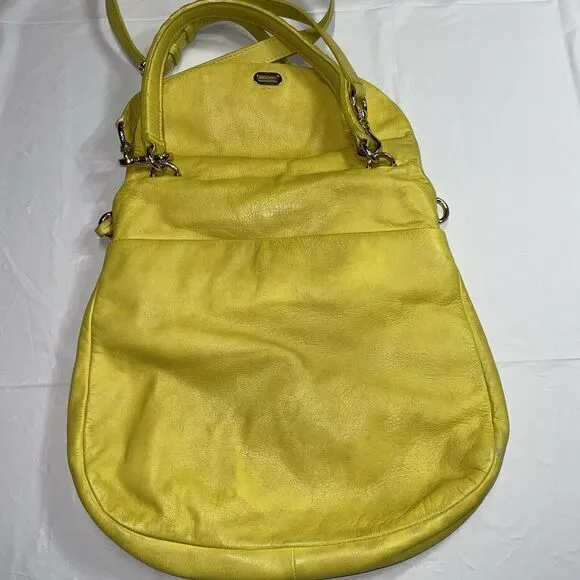 Henri Bendel Bright Yellow Leather‎ Crossbody Bag  Handbag 11"x11" - Image 6
