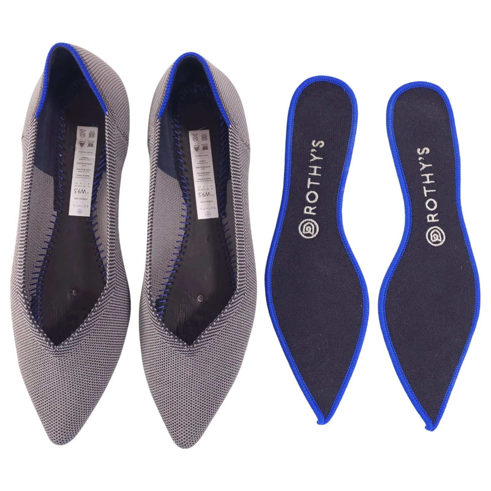 Rothy's The Point Pointed Toe Flats Cloud Grey Birdseye Sz 9.5 - Image 8