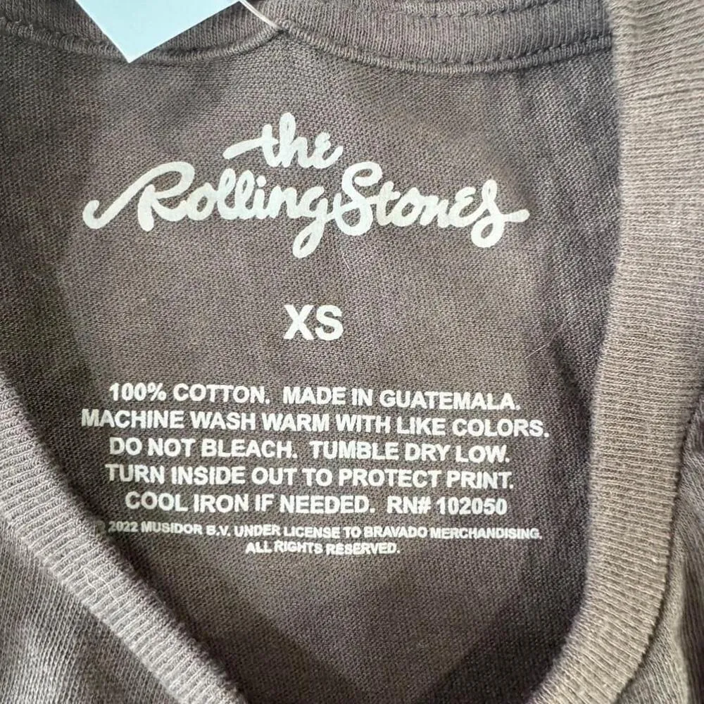 Epic Rolling Stones Faded Black Vintage Look Thrashed Patriotic Logo Cut Off Tee Size XS - Image 7