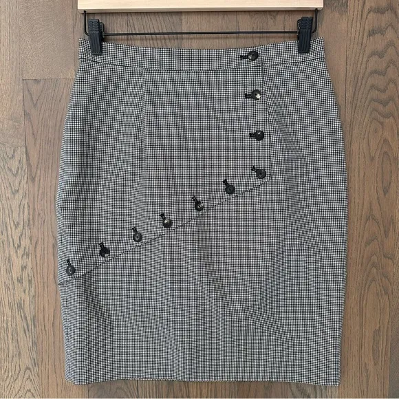 Alexander McQueen Button Detail Herringbone Woven Pencil Skirt Size IT 42 / US 6 - Image 1