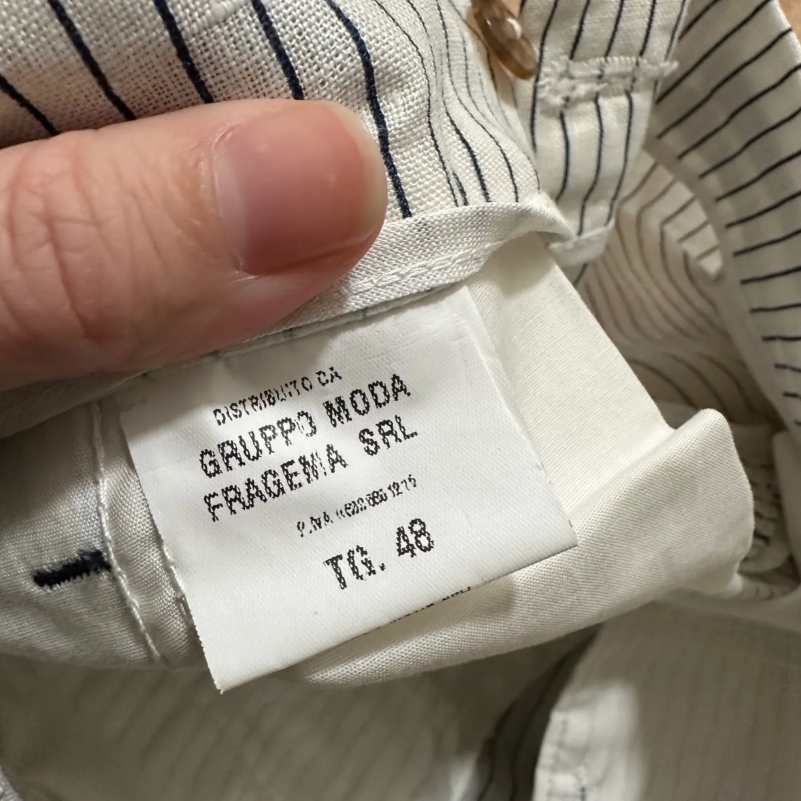 NEILL KATTE | NWT Striped Linen Blend Tie Waist Pants, Italy, EU 48, US 16 (XL) White Size undefined - Image 5