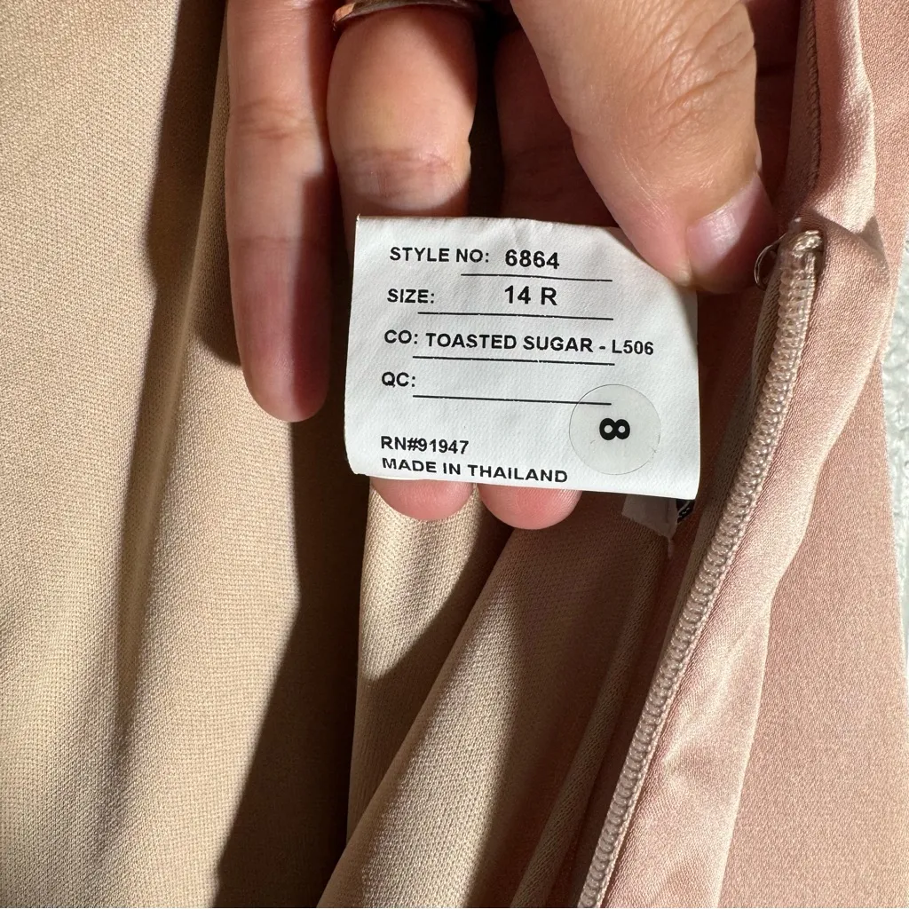 After Six • Gown • Sleeveless Wrap Dress • Satin Maxi • 14R • Light Pink - Image 16