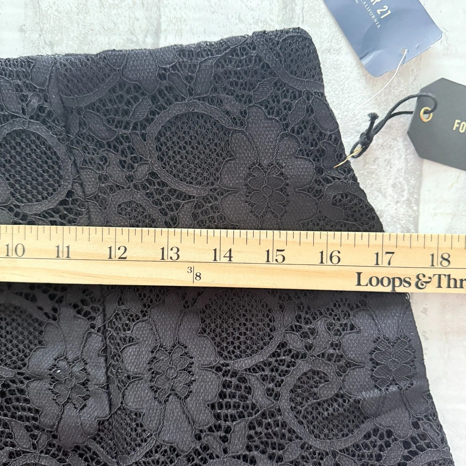 NWT VTG Y2K Forever 21 Black Lace A Line Elastic Waist Mini Skirt Grunge Flirt L - Image 5