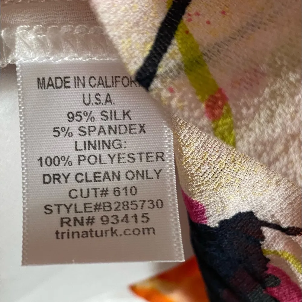 Trina Turk Sheer Whimsical Colorful floral silk Sleeveless Shift dress size 0 - Image 8