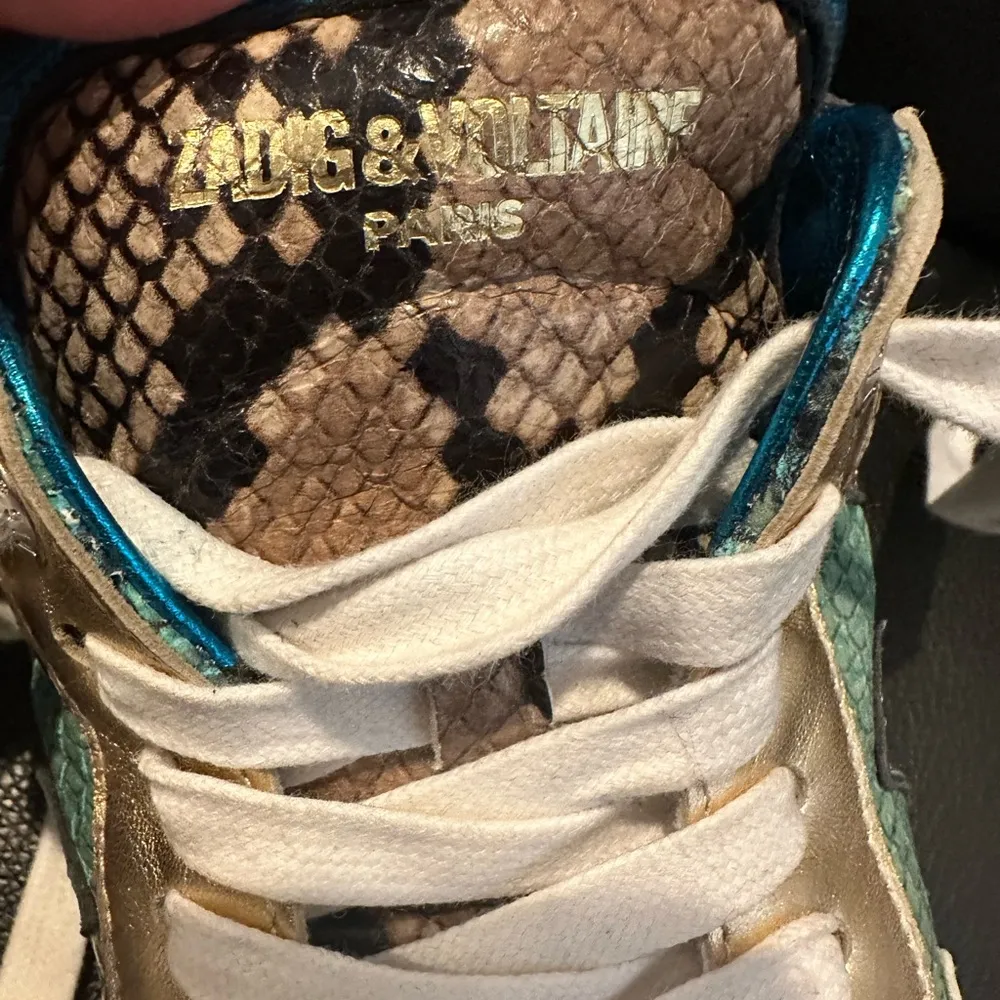 Zadig & Voltaire  PARIS LEATHER MULTI PYTHON SNAKESKIN DISTRESSED SNEAKERS 40 - Image 9