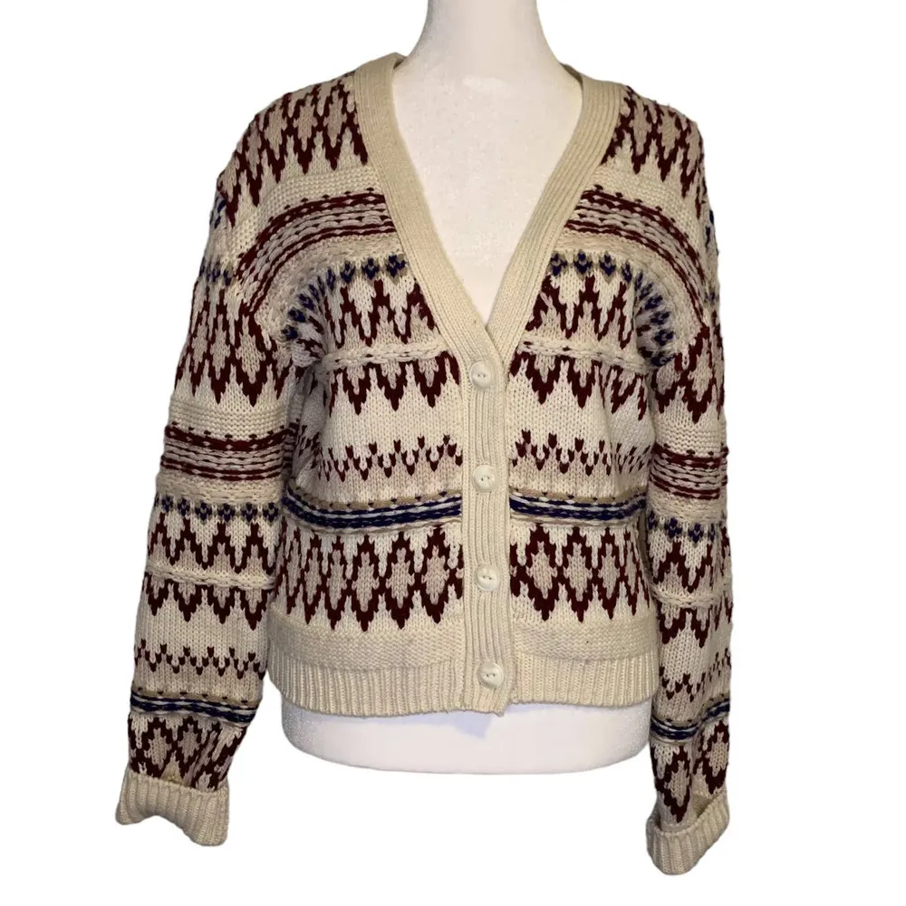 Rag & Bone cream and maroon cardigan sweater size S NWT - Image 2
