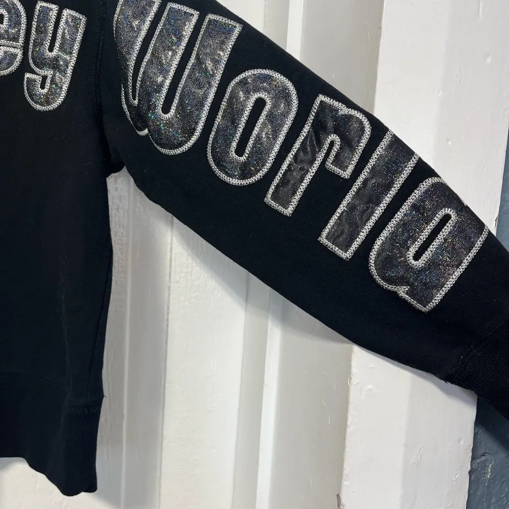 Walt Disney World Black and grey sparkle glittery spirit jersey sweatshirt xs - Image 5