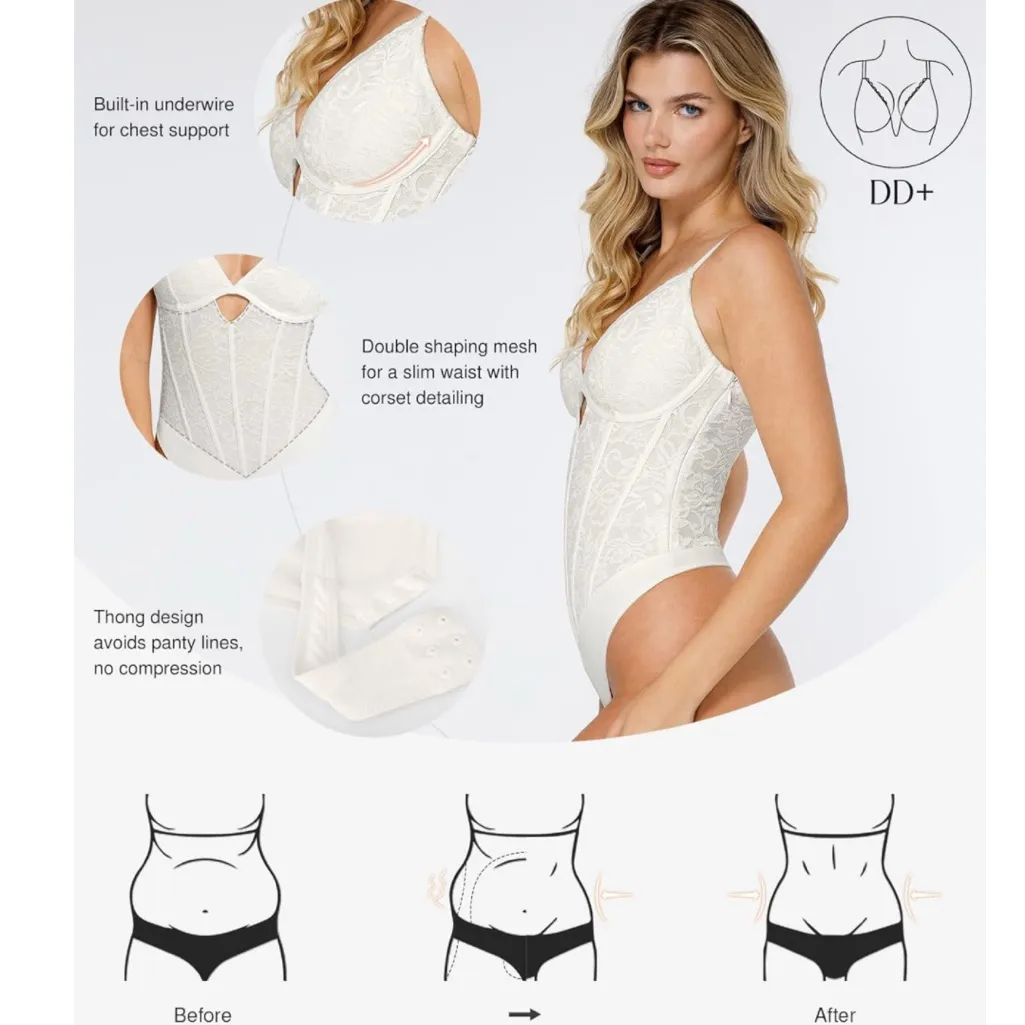 NWT Popilush Ivory Lace Bodysuit - Image 2