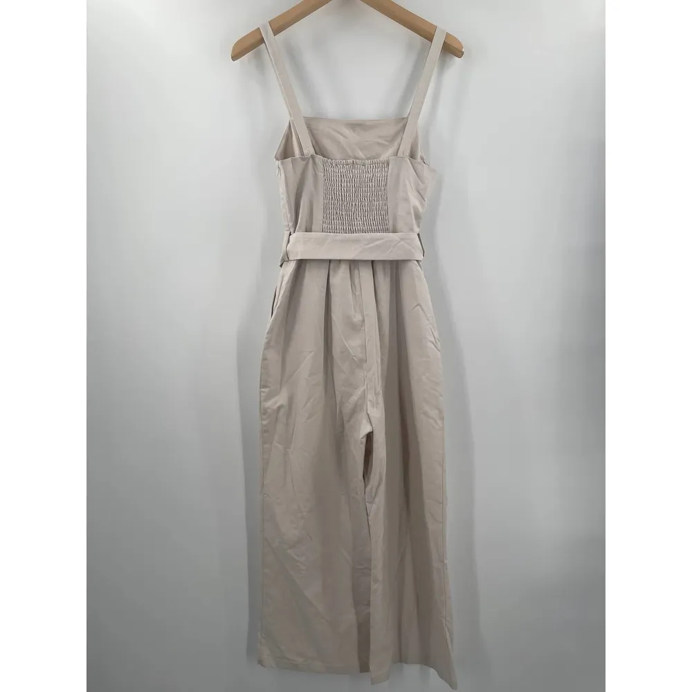 NEW BB DAKOTA Jumpsuit Size Small Khaki Cream Cropped Belted Side Zipper NWOT - Image 11