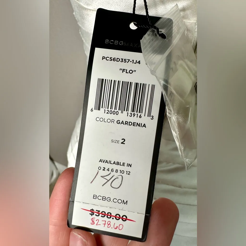 NWT BCBGMaxAzria Strapless Cream Satin Dress - Image 5