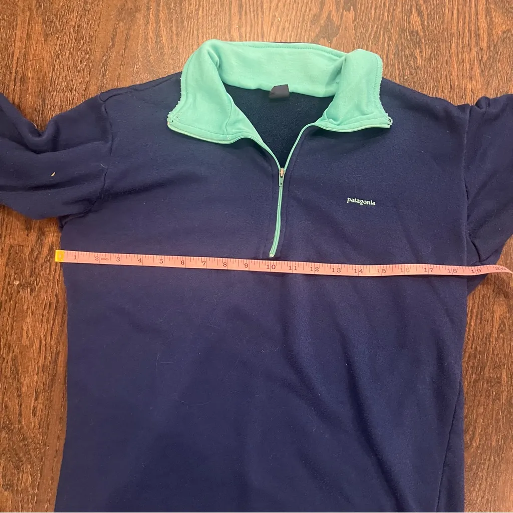Vintage Patagonia Navy and Mint Pullover - Image 7