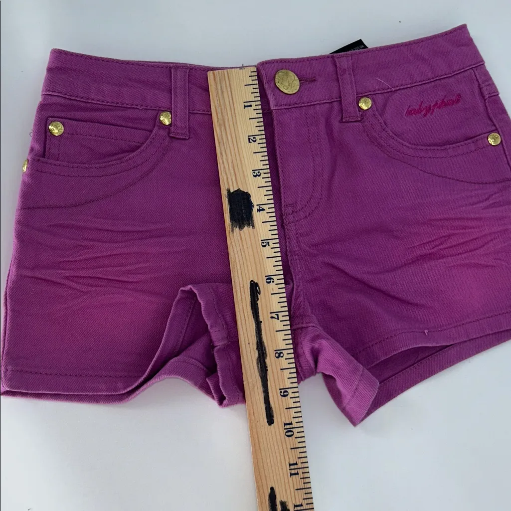 Baby Phat Purple Denim Shorts Size 10 Embroidered Pockets Y2K - Image 7